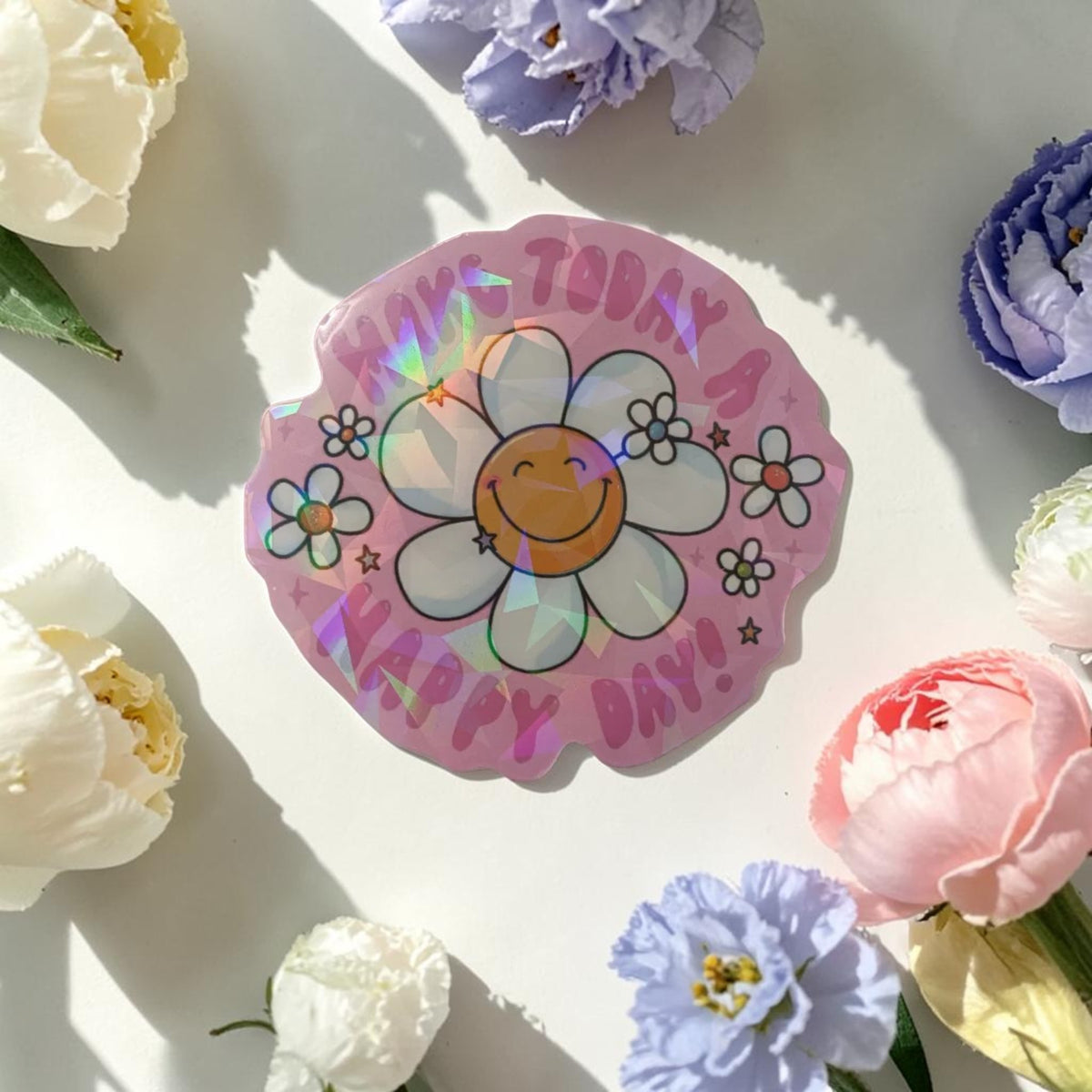 Sticker holographique — Make today a happy day! · À l'unité