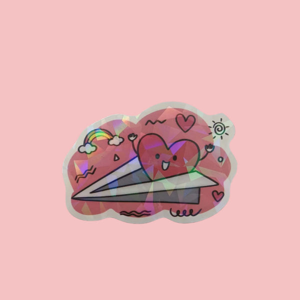 Sticker holographique — Love takes flight · À l'unité