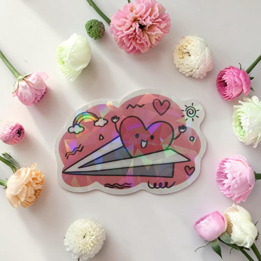 Sticker holographique — Love takes flight · À l'unité