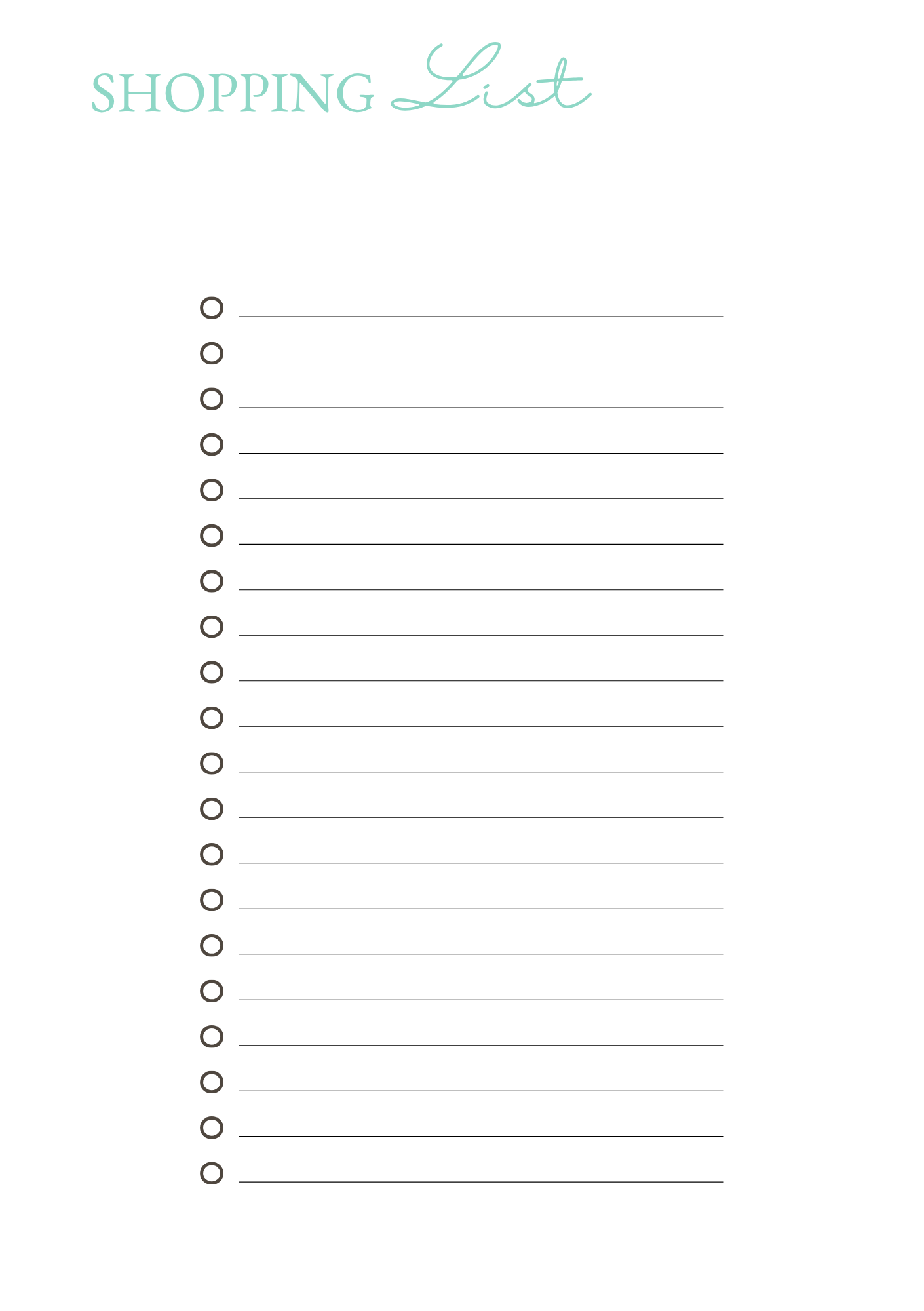 Shopping List